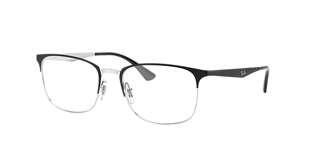 RB6421 Zwart op zilver MetaalEyeglass Frames van B24, Hoekweergave