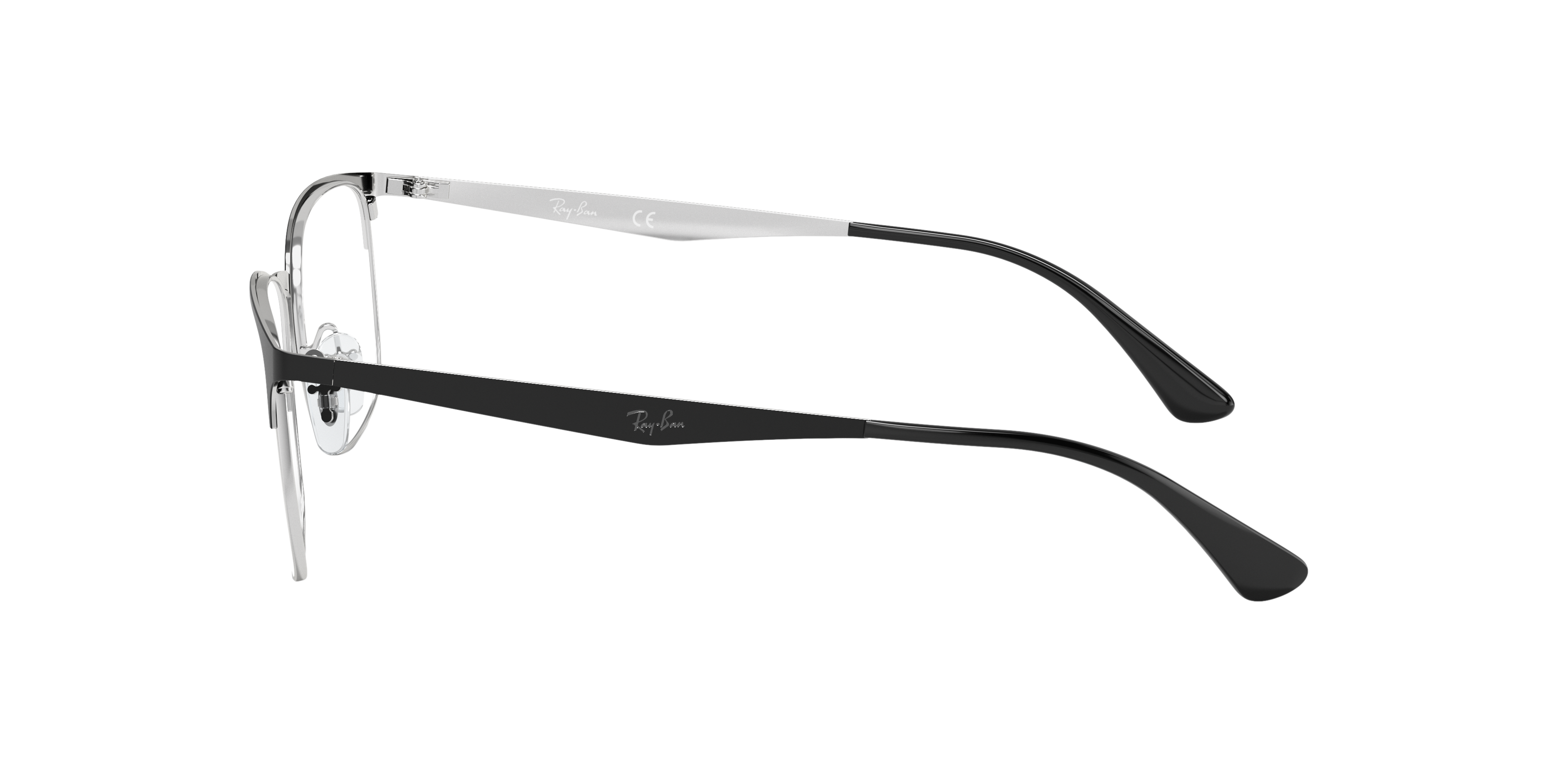 RB6421 Schwarz auf Silber MetallEyeglass Frames von B24, Seitenansicht