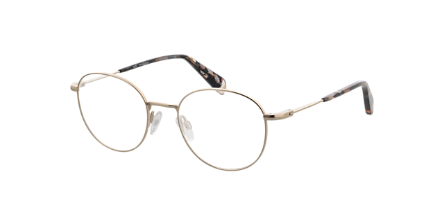 Princeton Matgoud & oranje patroon MetaalEyeglass Frames van B24, Hoekweergave