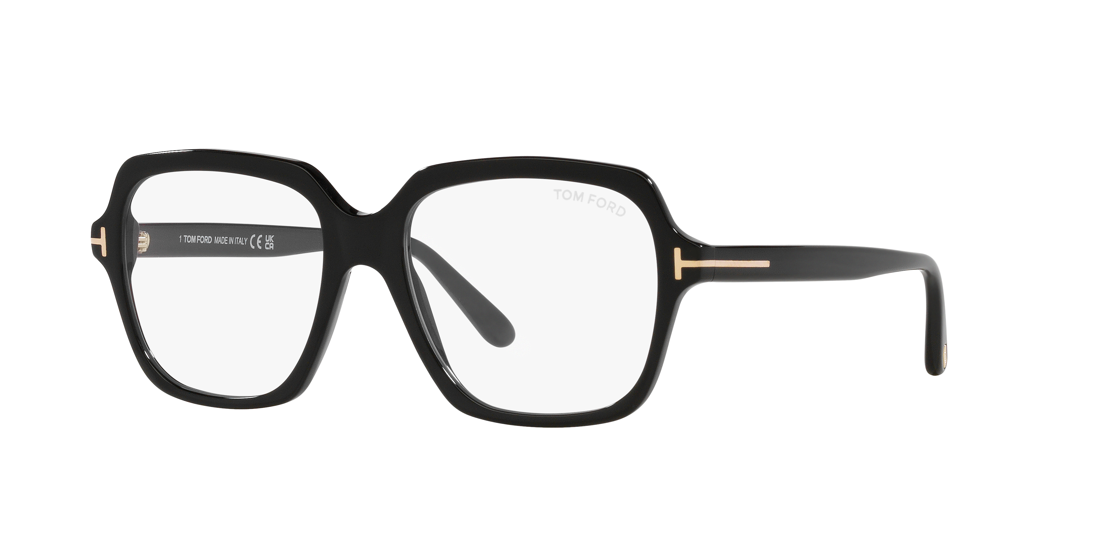 FT5908-B Glänzendes Schwarz AcetatEyeglass Frames von B24, Dreiviertelansicht