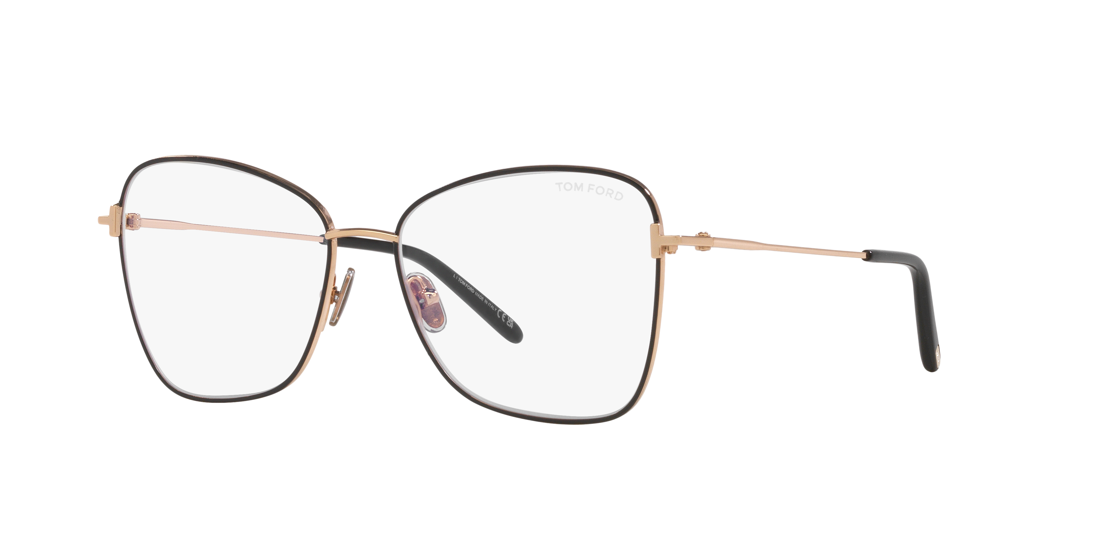 FT5906-B Zwart glanzend MetaalEyeglass Frames van B24, Hoekweergave