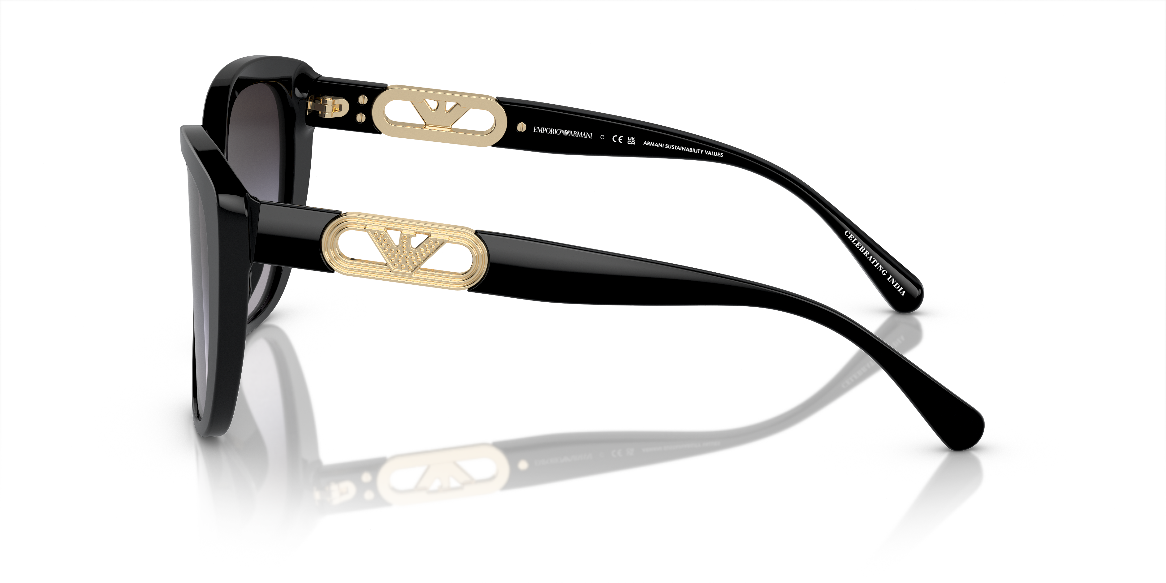 EA4214U Schwarz glänzend AcetatSunglass Frames von B24, Seitenansicht