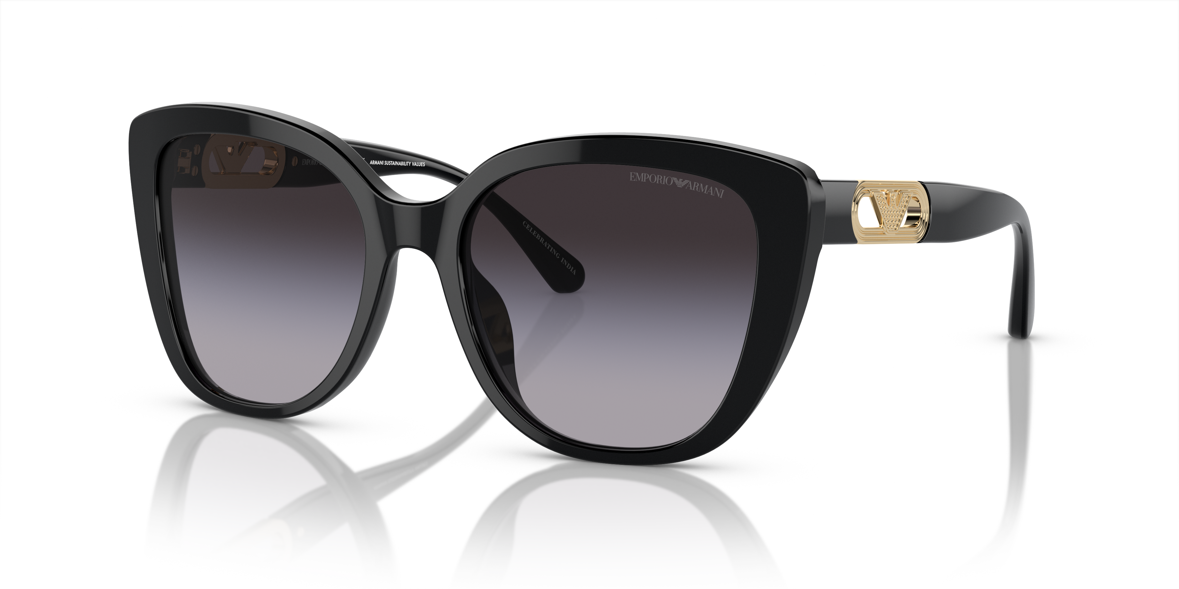 EA4214U Schwarz glänzend AcetatSunglass Frames von B24, Dreiviertelansicht