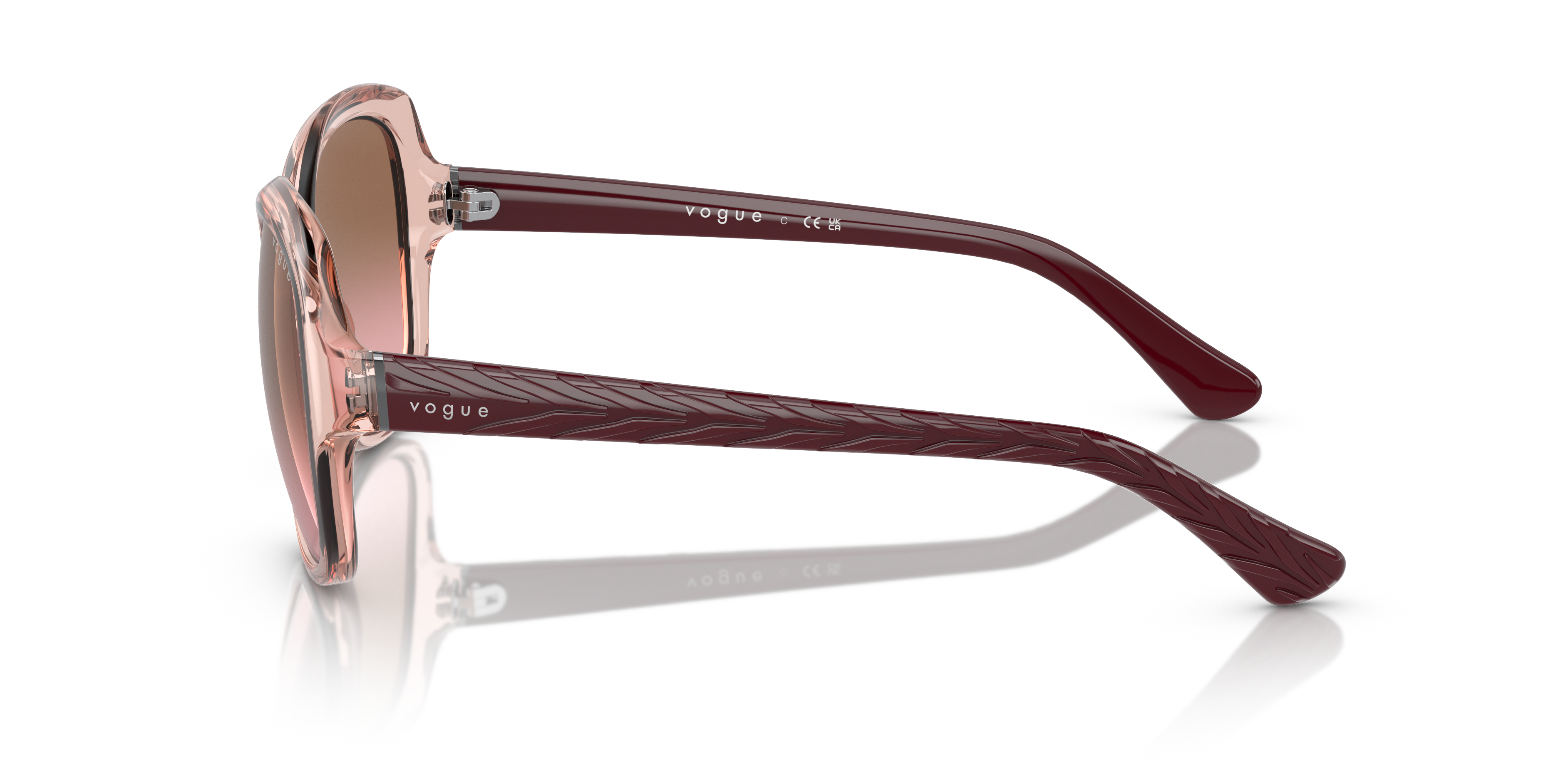 VO2871S Transparant Roze KunststofSunglass Frames van B24, Zijaanzicht