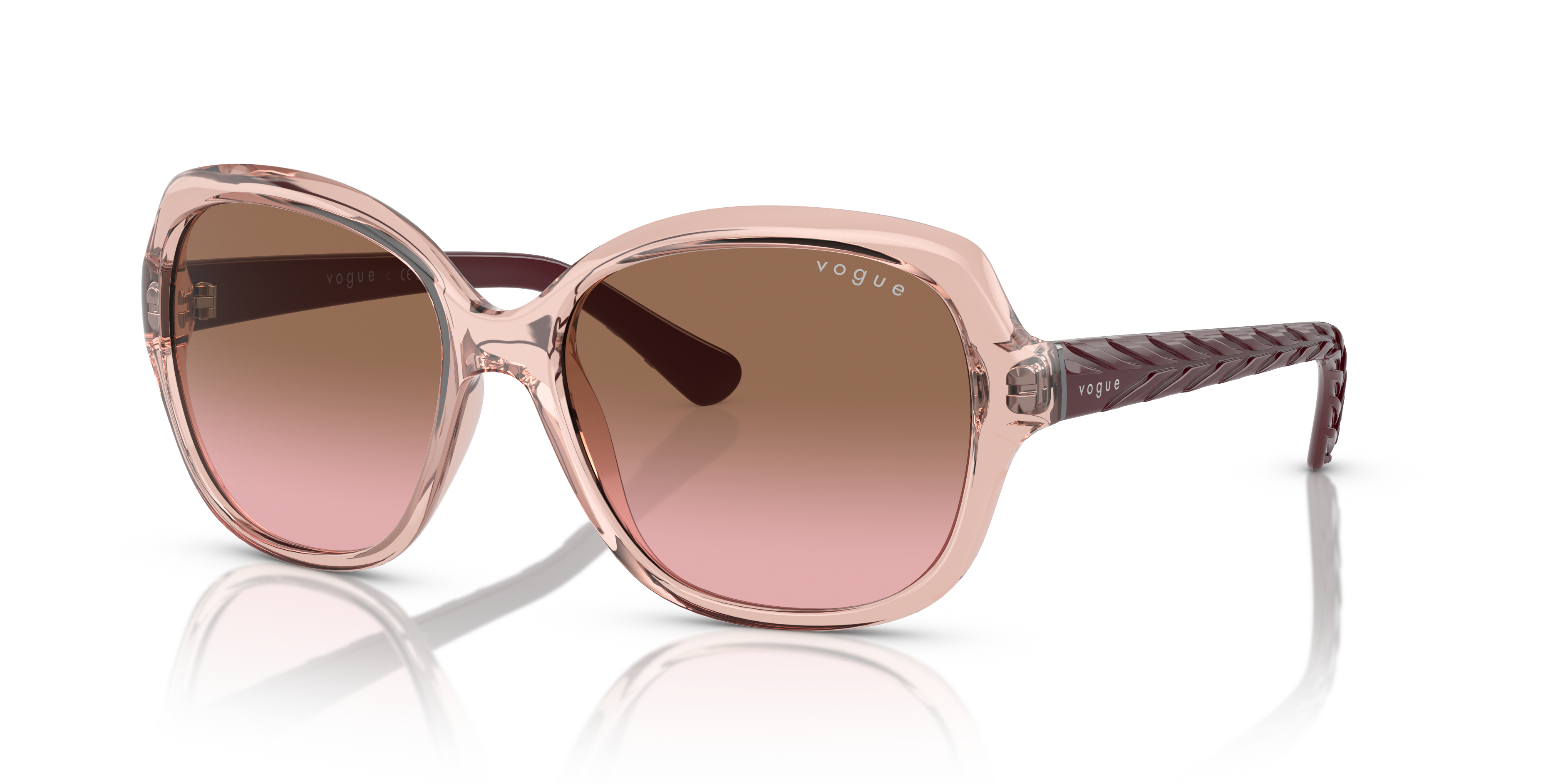 VO2871S Transparant Roze KunststofSunglass Frames van B24, Hoekweergave
