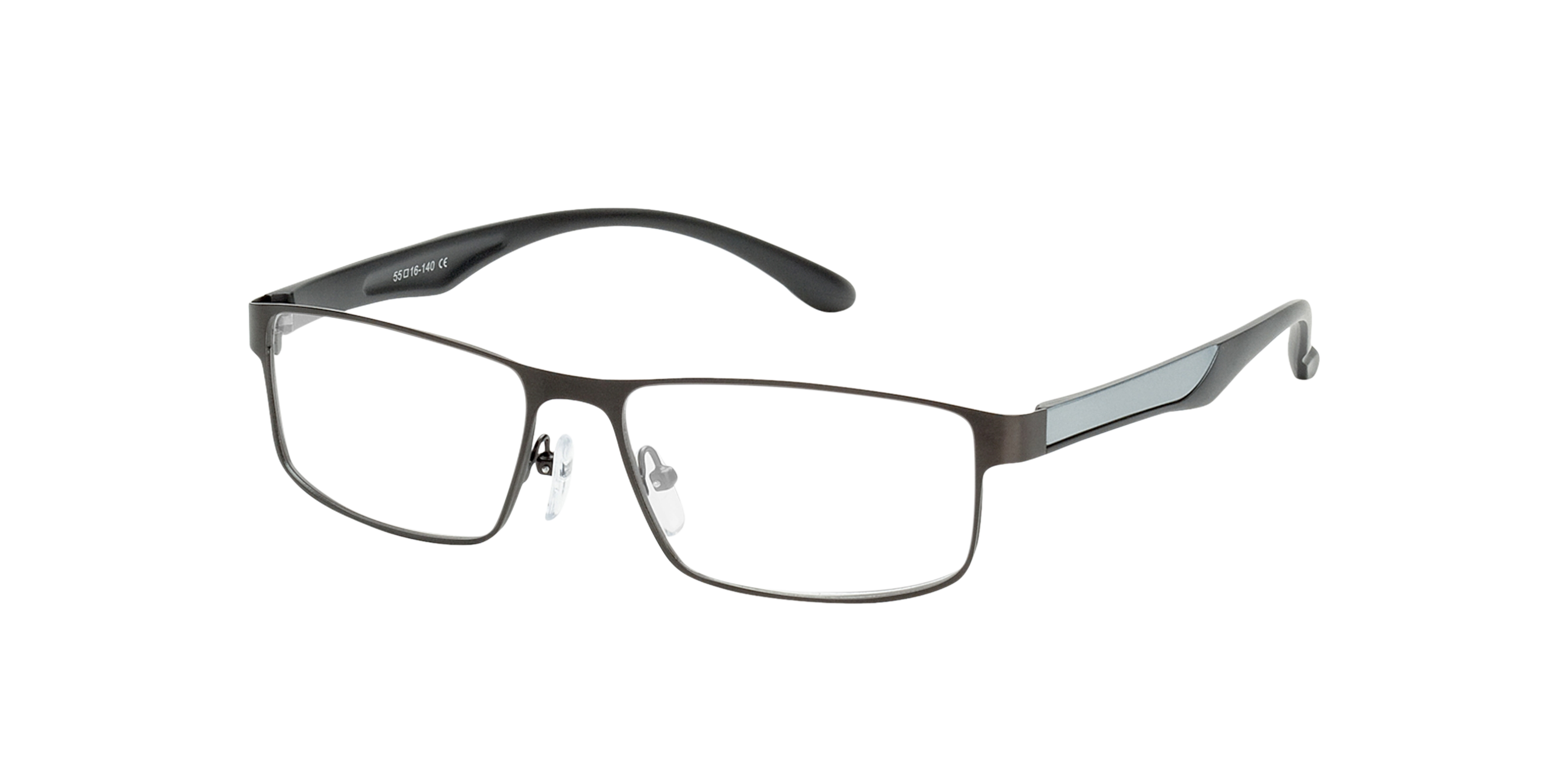 Bolton Anthracite  &  Silver MetallEyeglass Frames von B24, Dreiviertelansicht