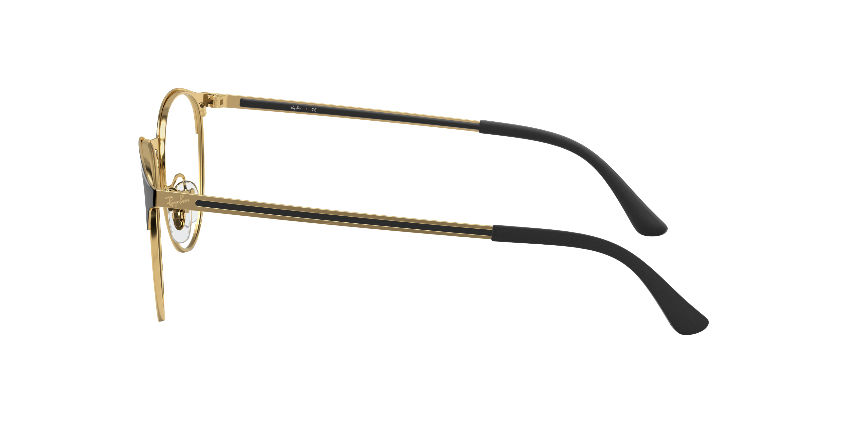 RB6375 Zwart op goud MetaalEyeglass Frames van B24, Zijaanzicht