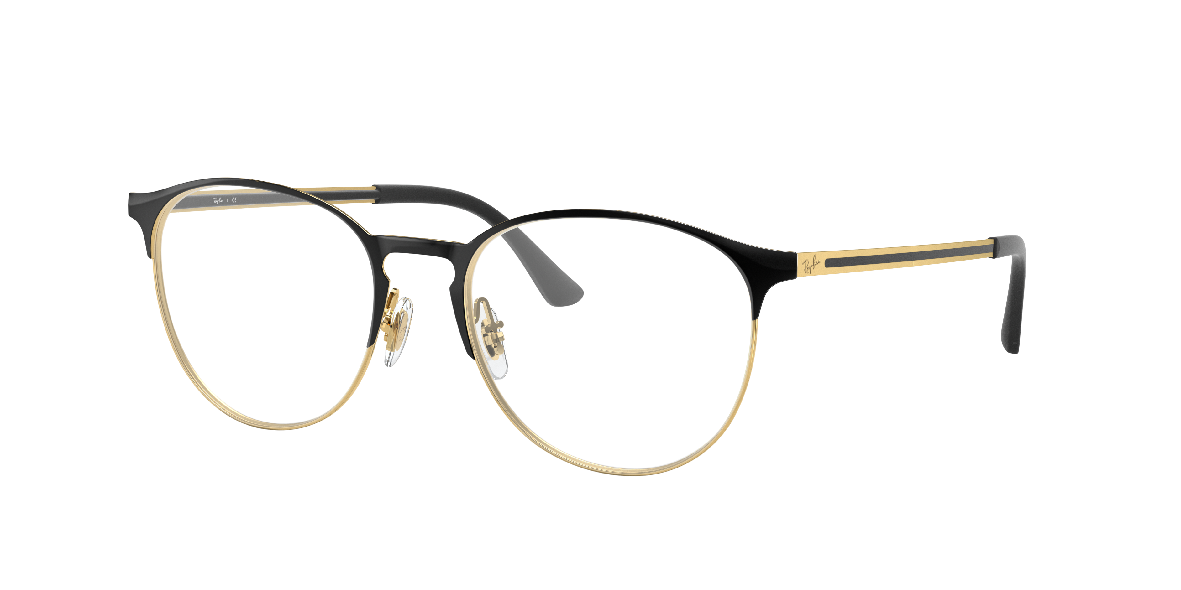 RB6375 Zwart op goud MetaalEyeglass Frames van B24, Hoekweergave