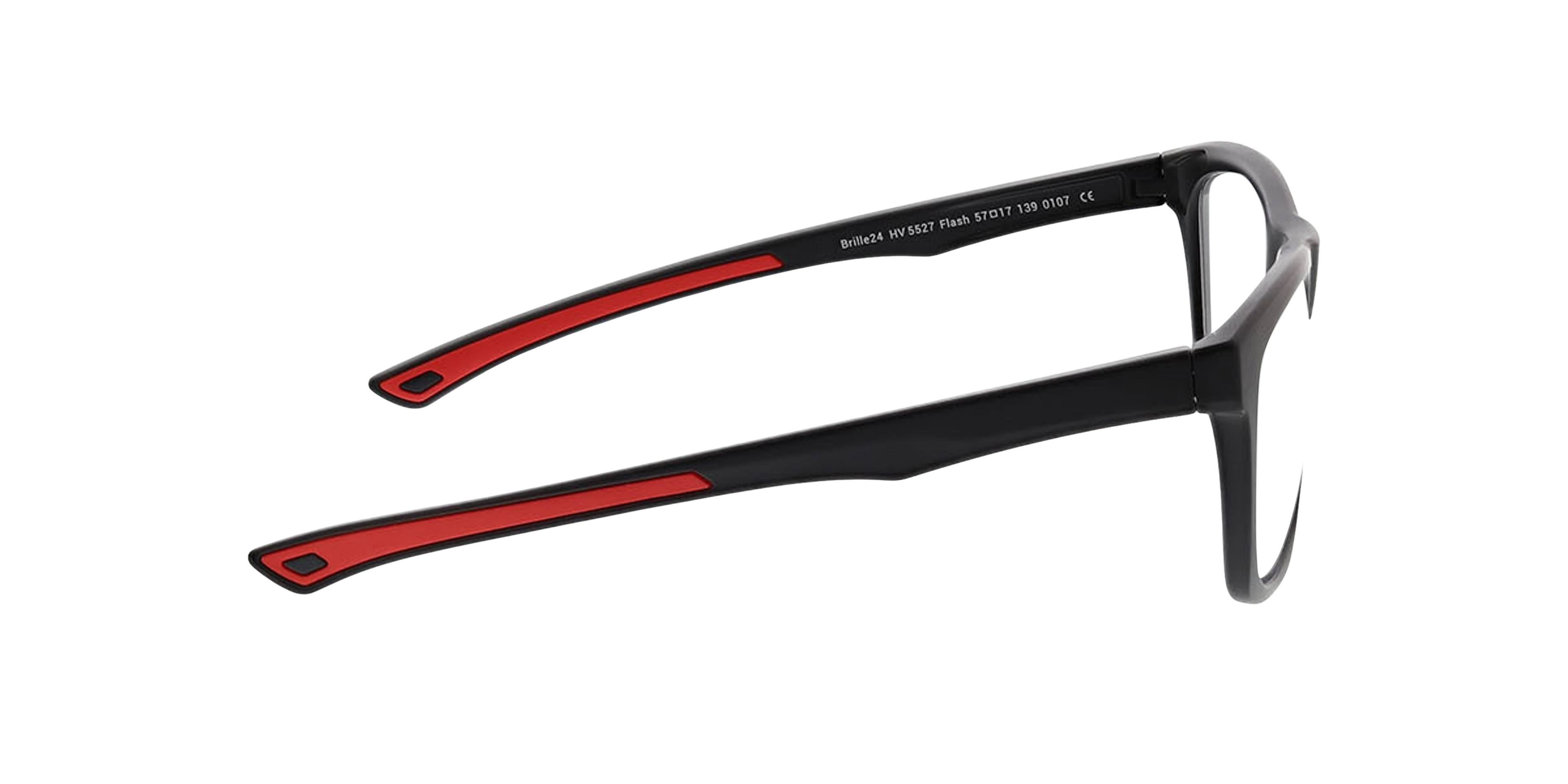 Flash Zwart & rood KunststofEyeglass Frames van B24, Zijaanzicht