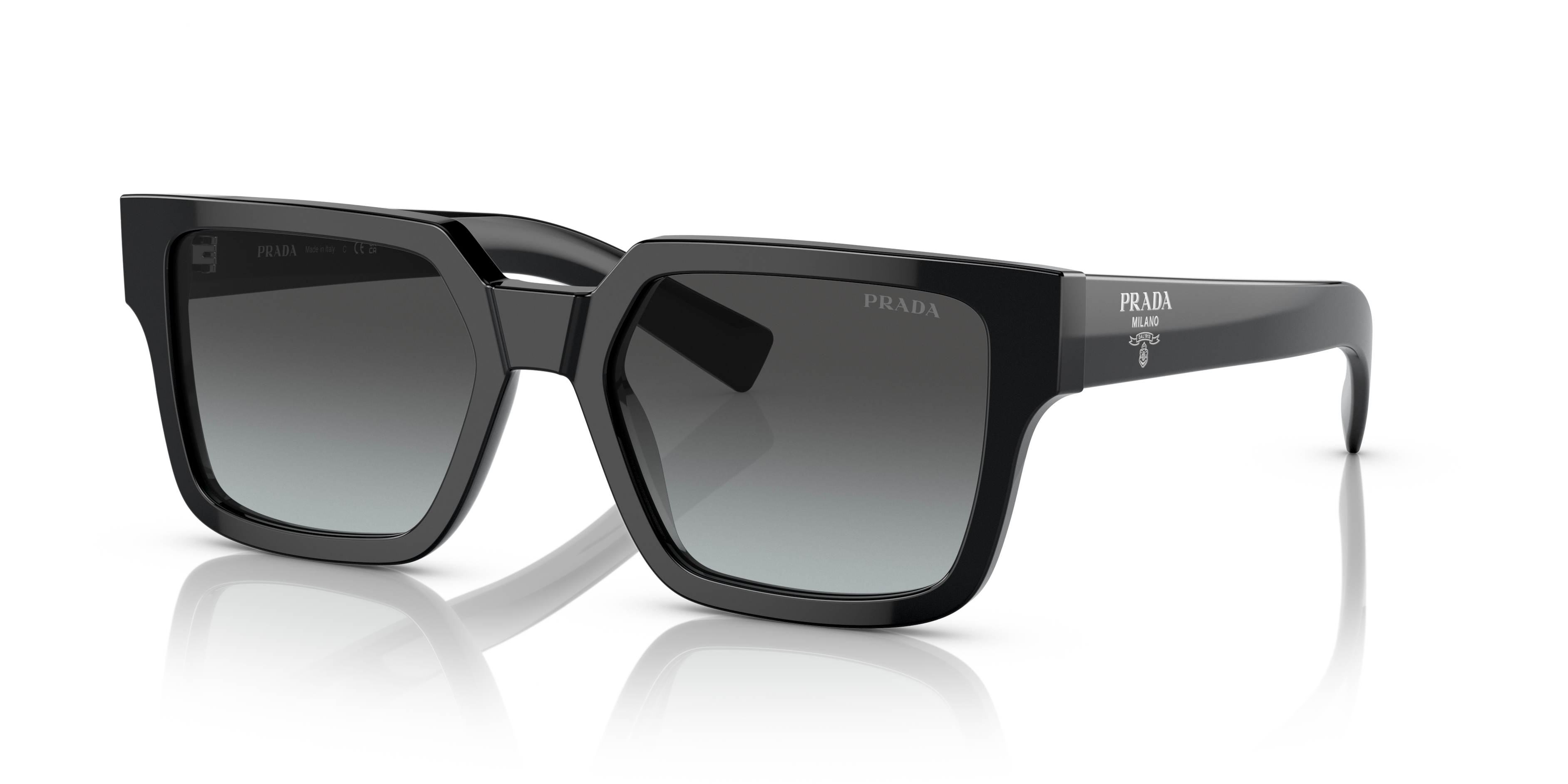 PR 03ZS Schwarz AcetatSunglass Frames von B24, Dreiviertelansicht