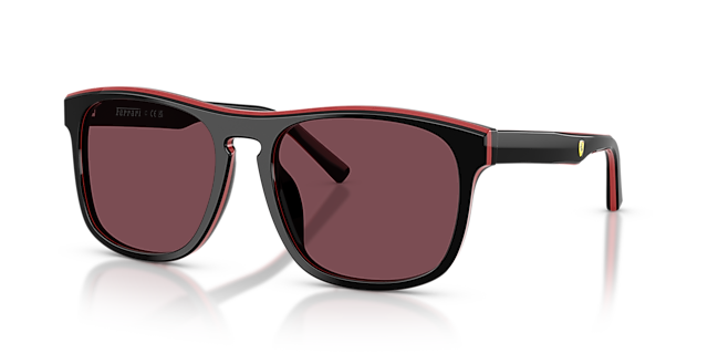 FZ6020U Shiny Black & Red & Black AcetatSunglass Frames von B24, Dreiviertelansicht