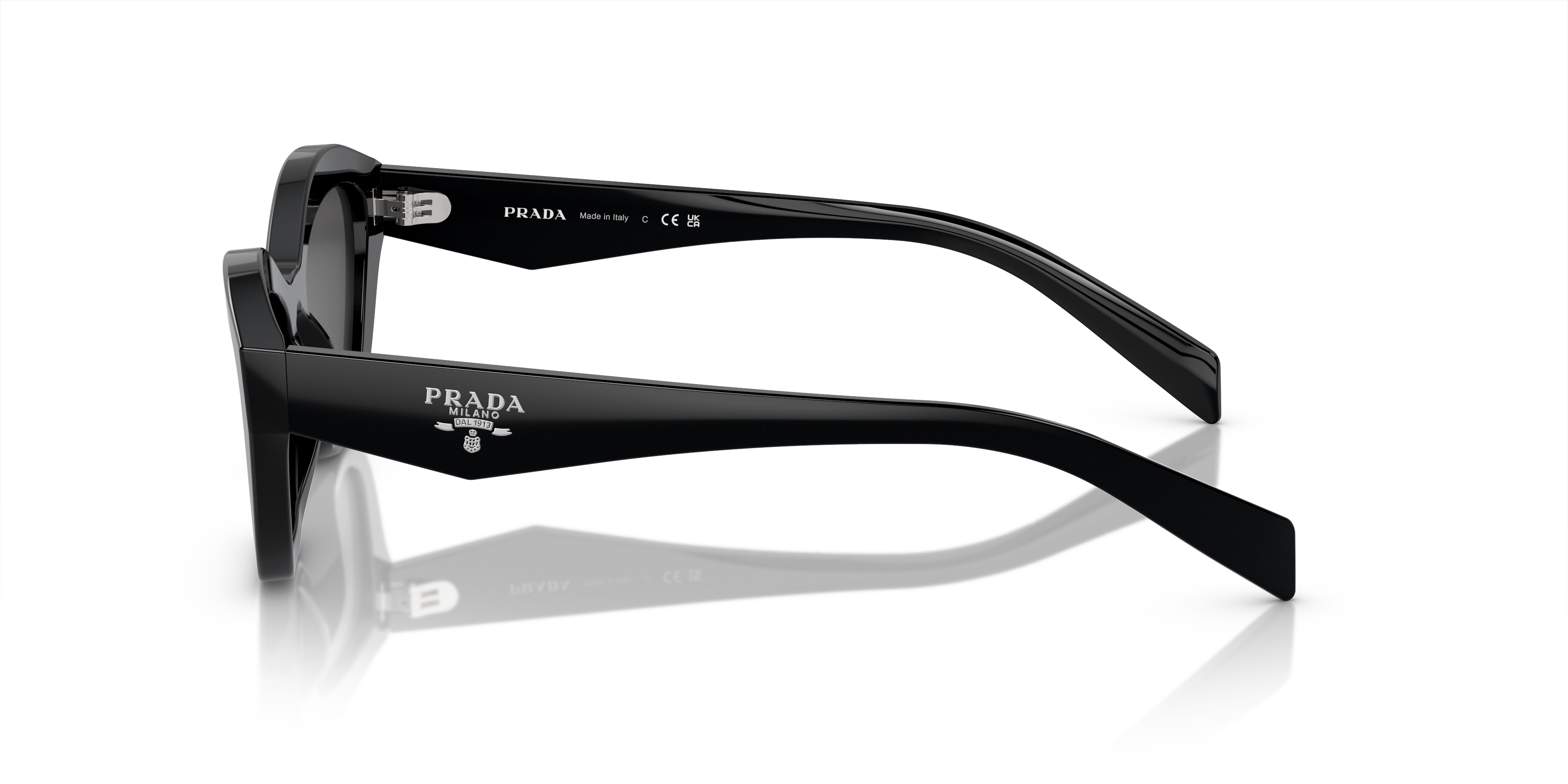 PR A02S Schwarz AcetatSunglass Frames von B24, Seitenansicht