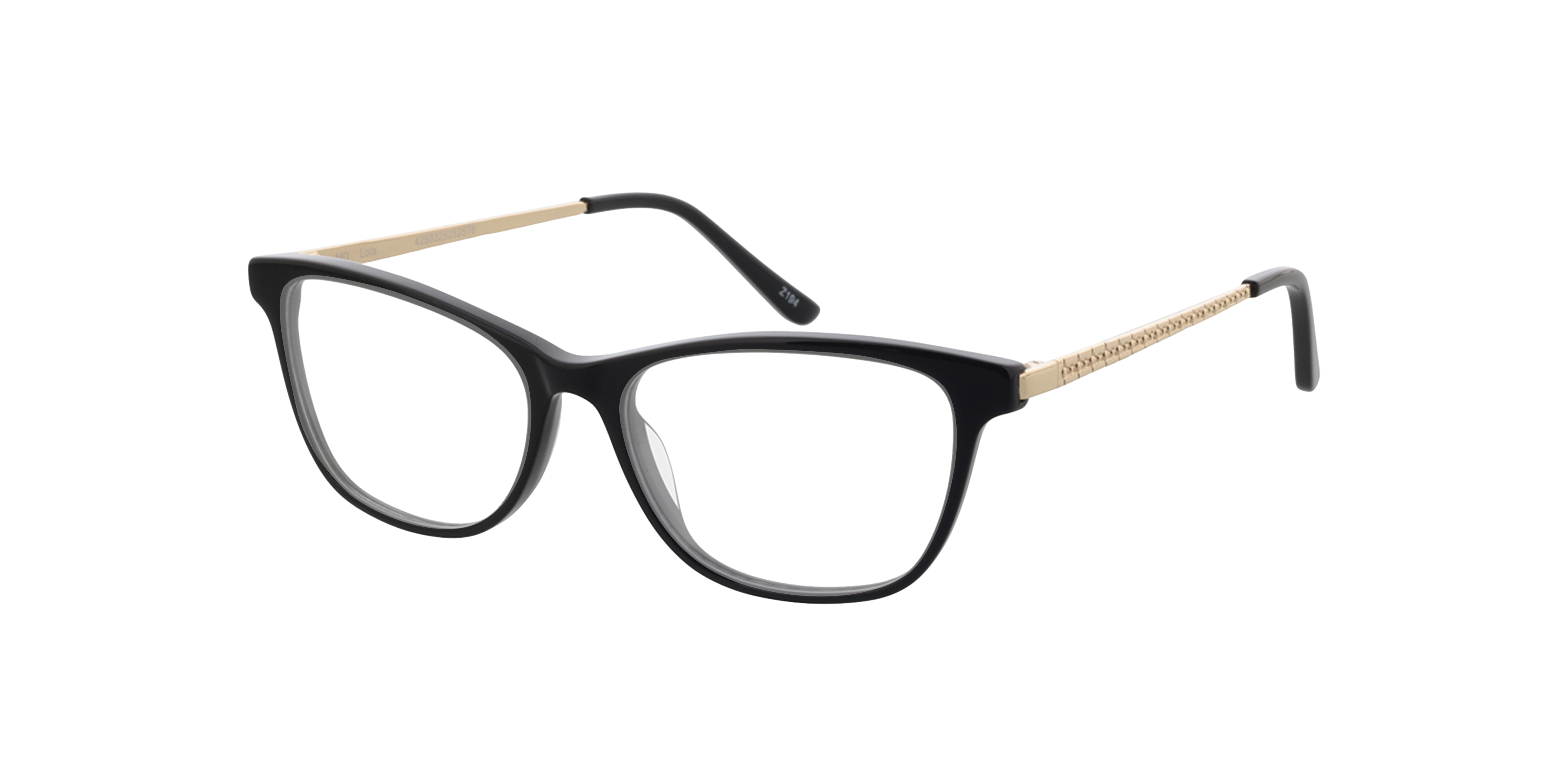 Lola Zwart & goud AcetaatEyeglass Frames van B24, Hoekweergave