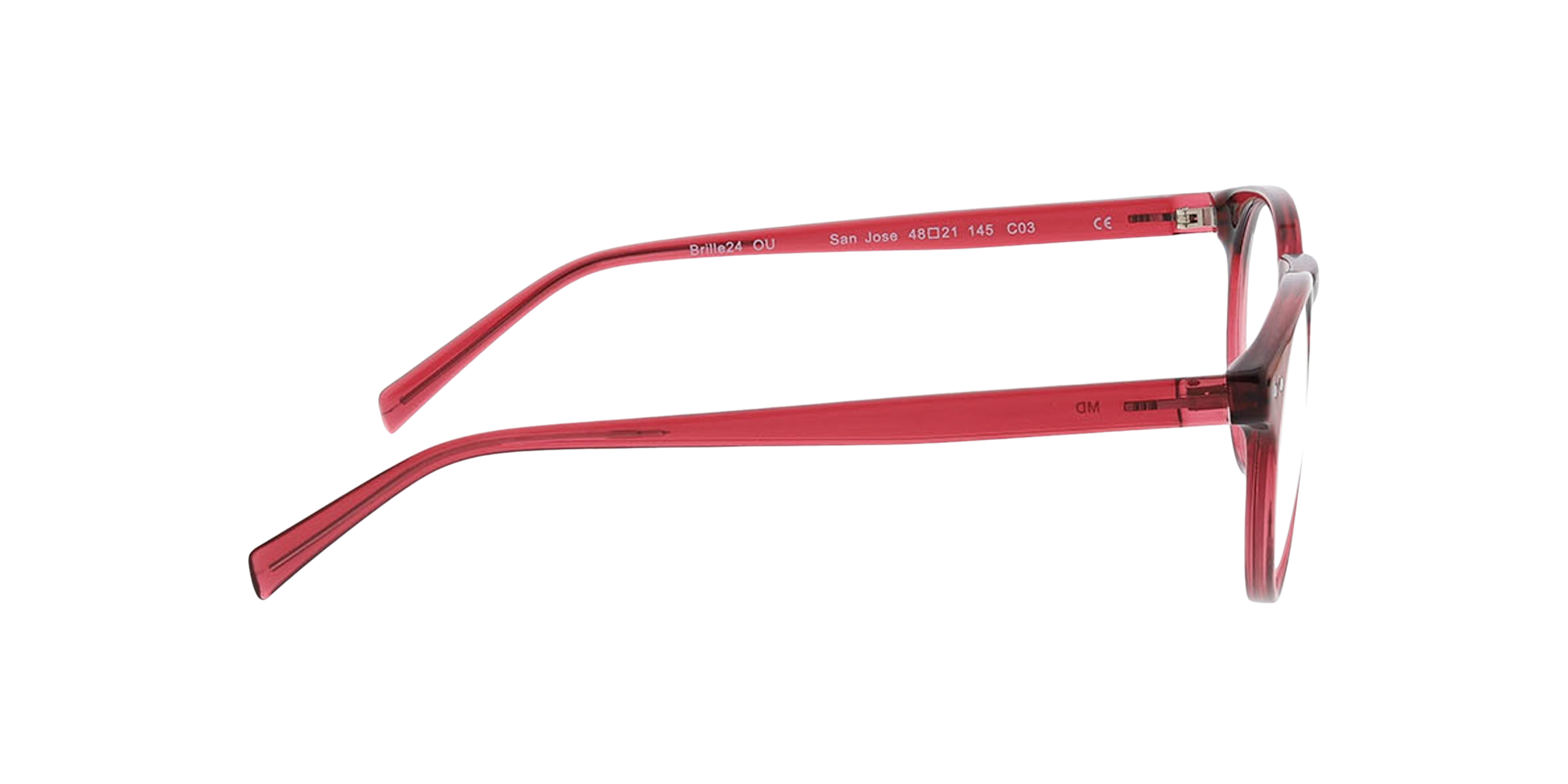 San Jose Kristalrood KunststofEyeglass Frames van B24, Zijaanzicht