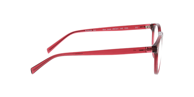 San Jose Kristalrood KunststofEyeglass Frames van B24, Zijaanzicht