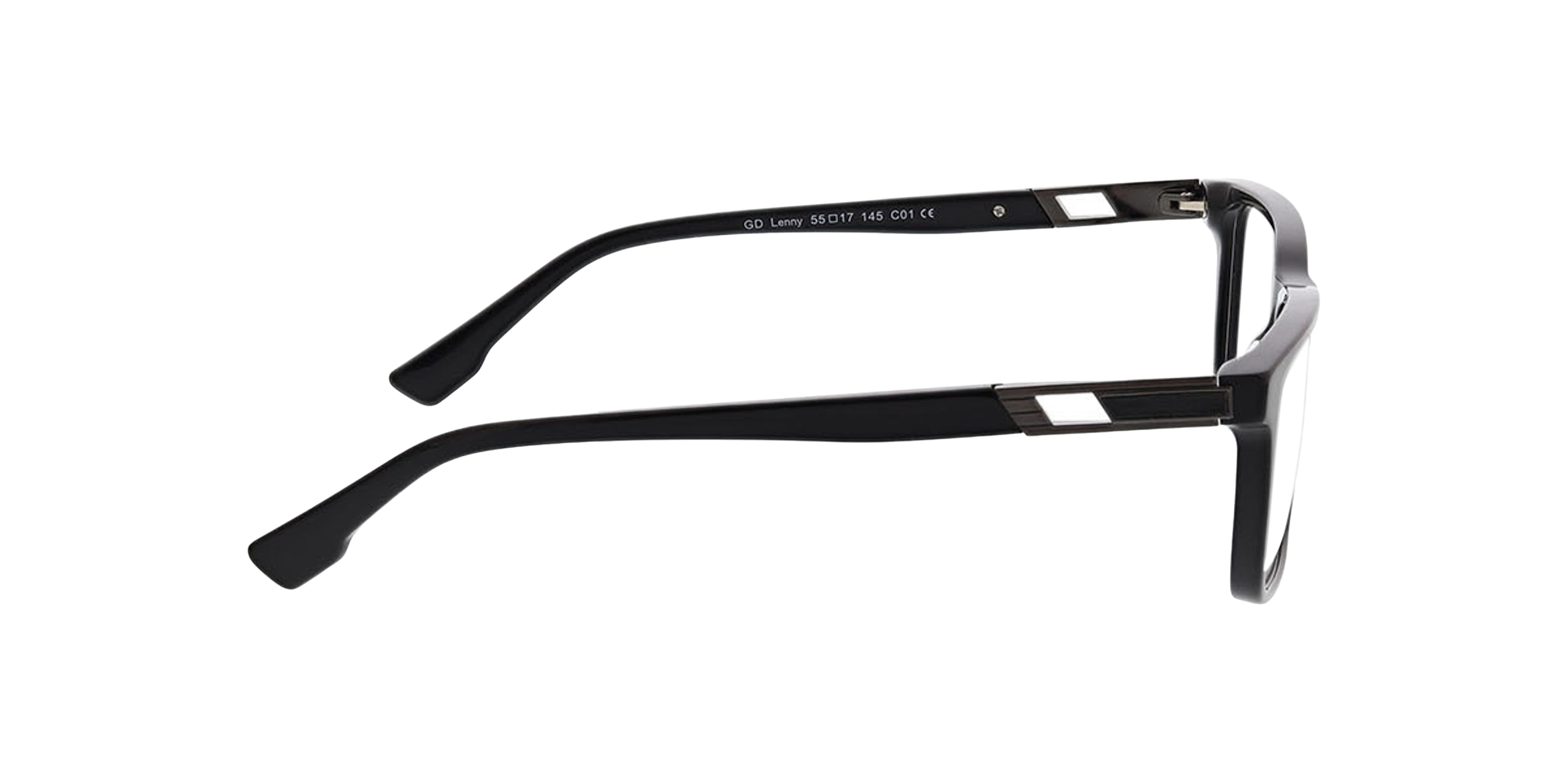 Lenny Zwart  &  donker gunmetal AcetaatEyeglass Frames van B24, Zijaanzicht