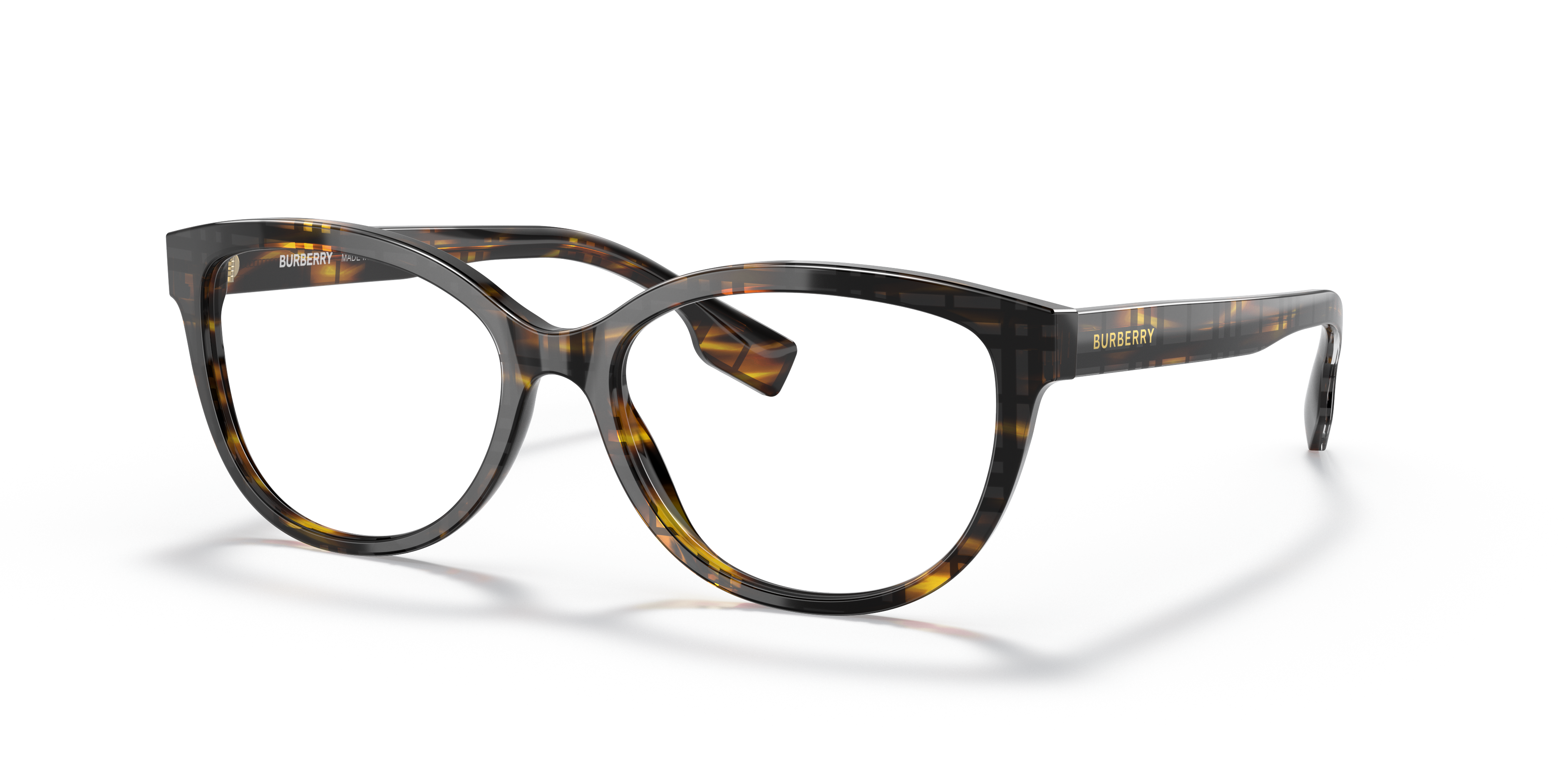 BE2357 Top Check & Striped Brown AcetaatEyeglass Frames van B24, Hoekweergave