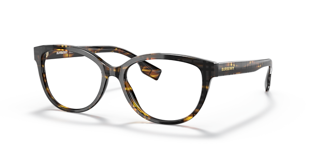 BE2357 Top Check & Striped Brown AcetatEyeglass Frames von B24, Dreiviertelansicht