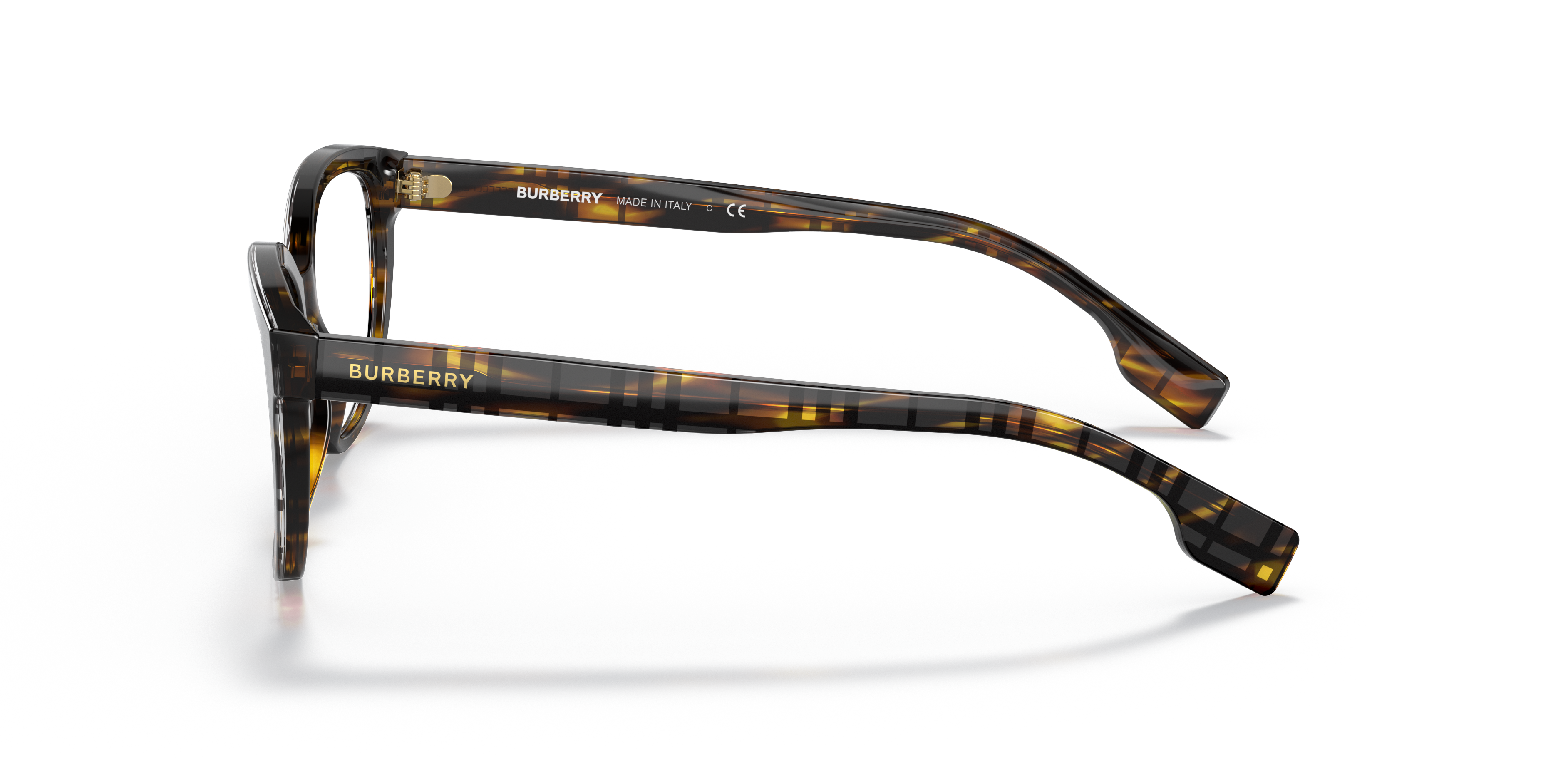 BE2357 Top Check & Striped Brown AcetaatEyeglass Frames van B24, Zijaanzicht