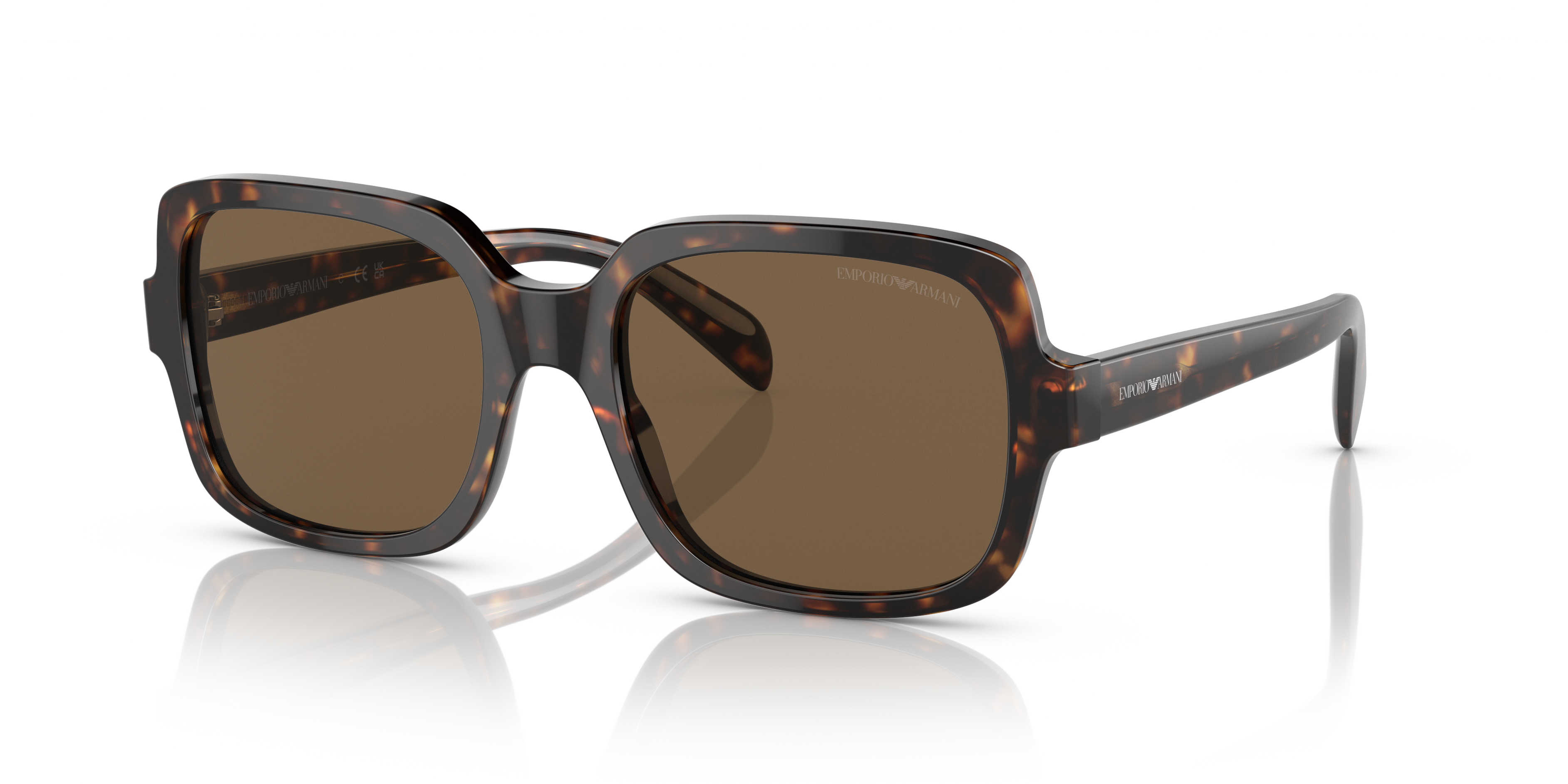EA4195 Glanzend Havana AcetaatSunglass Frames van B24, Hoekweergave