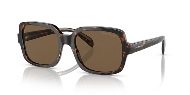 EA4195 Glanzend Havana AcetaatSunglass Frames van B24, Hoekweergave