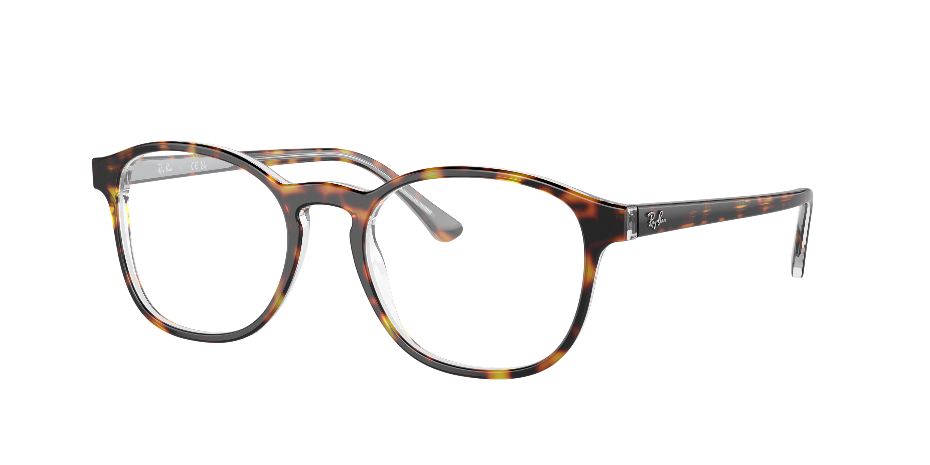 RB5417 Havana auf Transparent AcetatEyeglass Frames von B24, Dreiviertelansicht