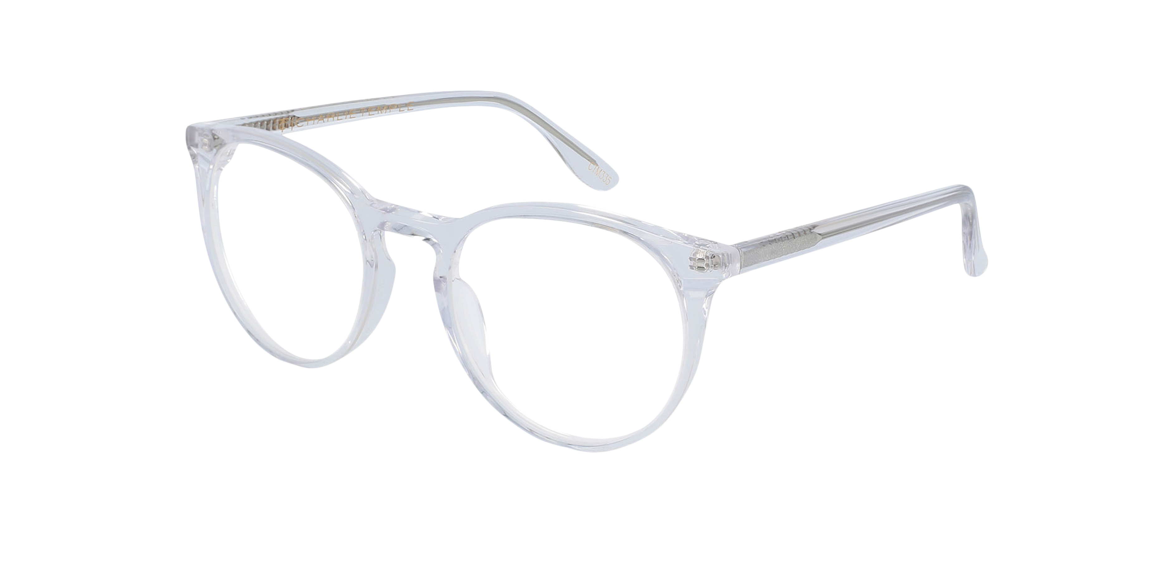 Grande Rotondo White Crystal AcetatEyeglass Frames von B24, Dreiviertelansicht