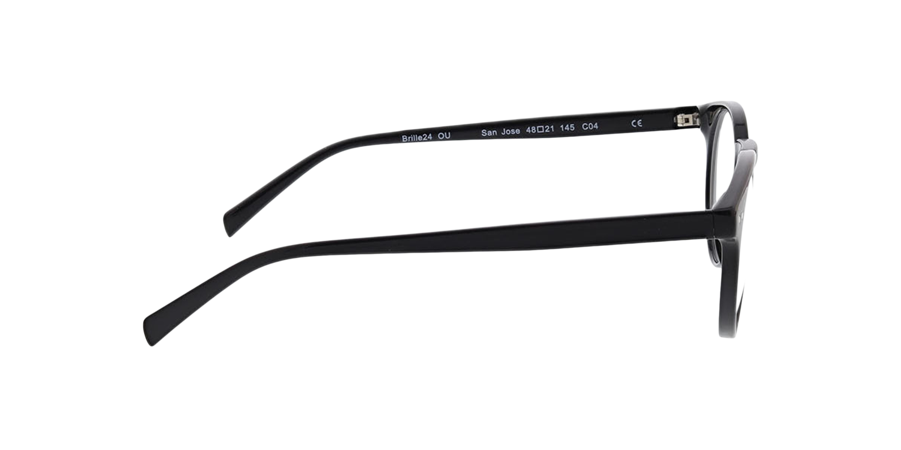 San Jose Schwarz KunststoffEyeglass Frames von B24, Seitenansicht
