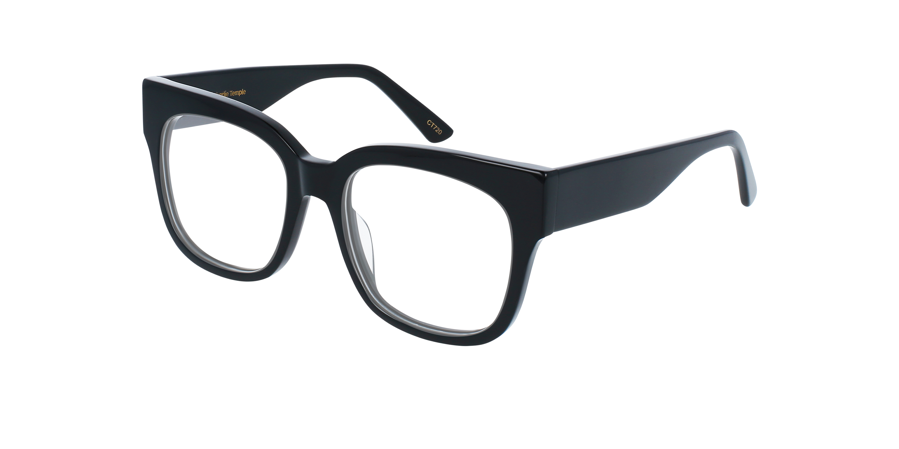 Riley Jet Black AcetatEyeglass Frames von B24, Dreiviertelansicht