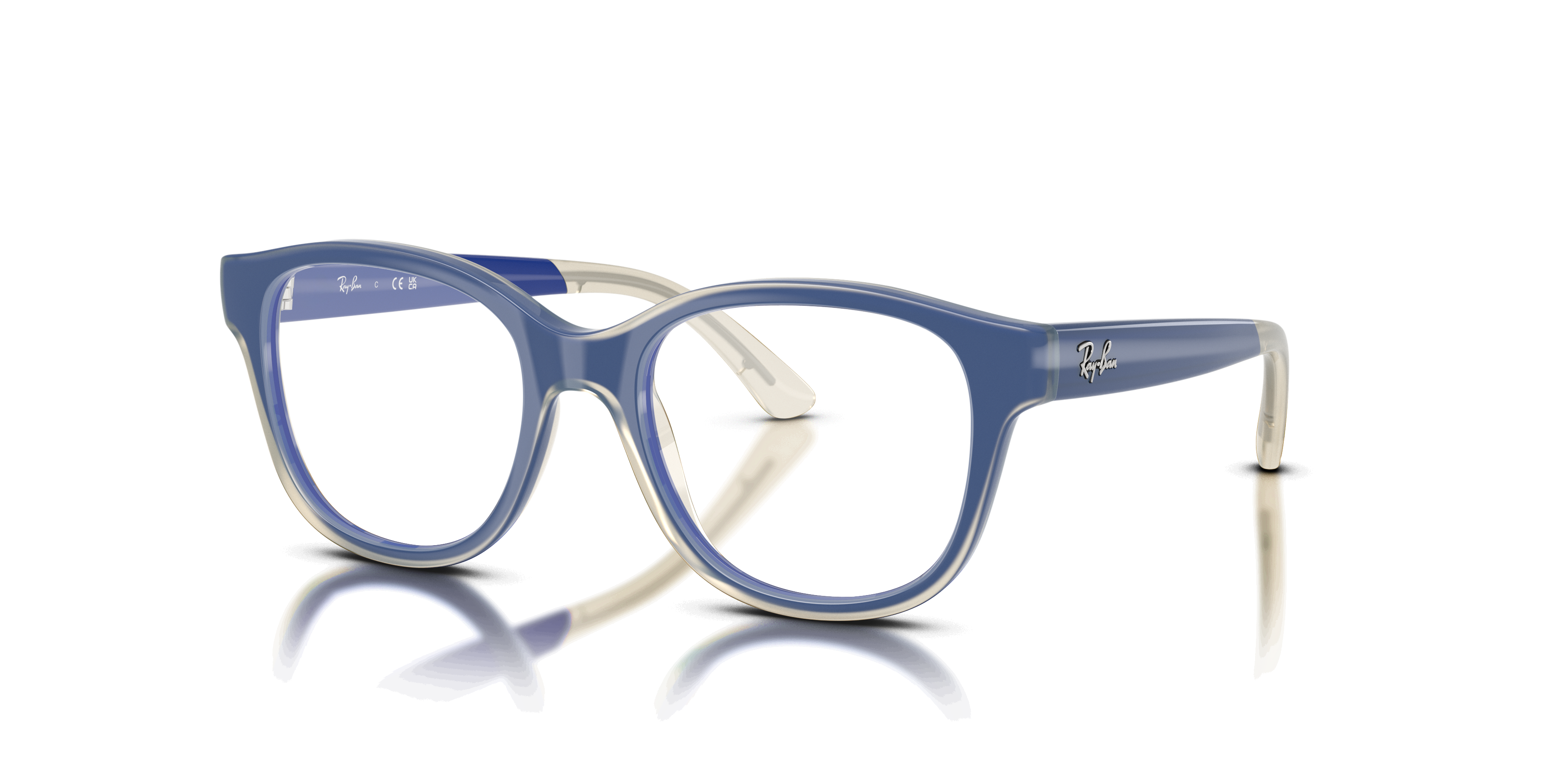 RB1950 Blue On Transparent KunststofEyeglass Frames van B24, Hoekweergave