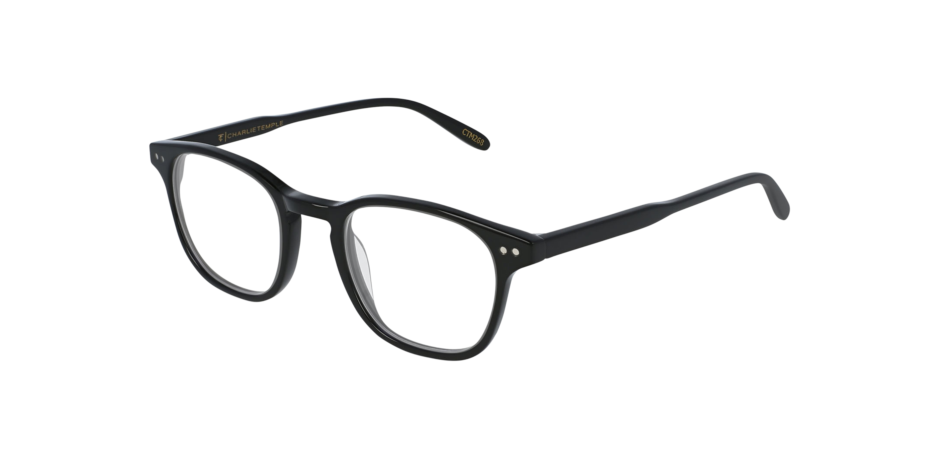 Clark Italian Black AcetaatEyeglass Frames van B24, Hoekweergave