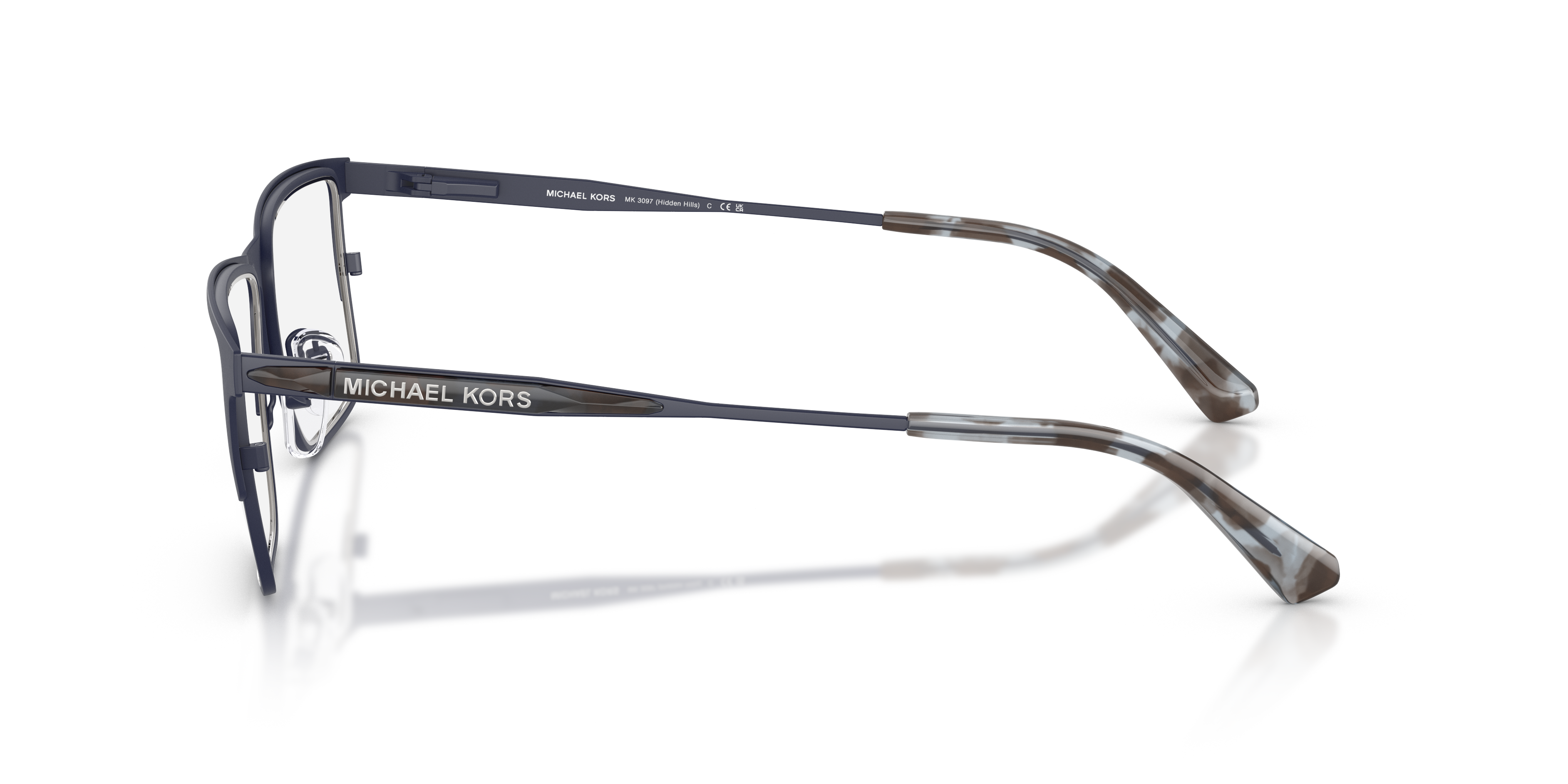 MK3097 Mat Navy MetaalEyeglass Frames van B24, Zijaanzicht