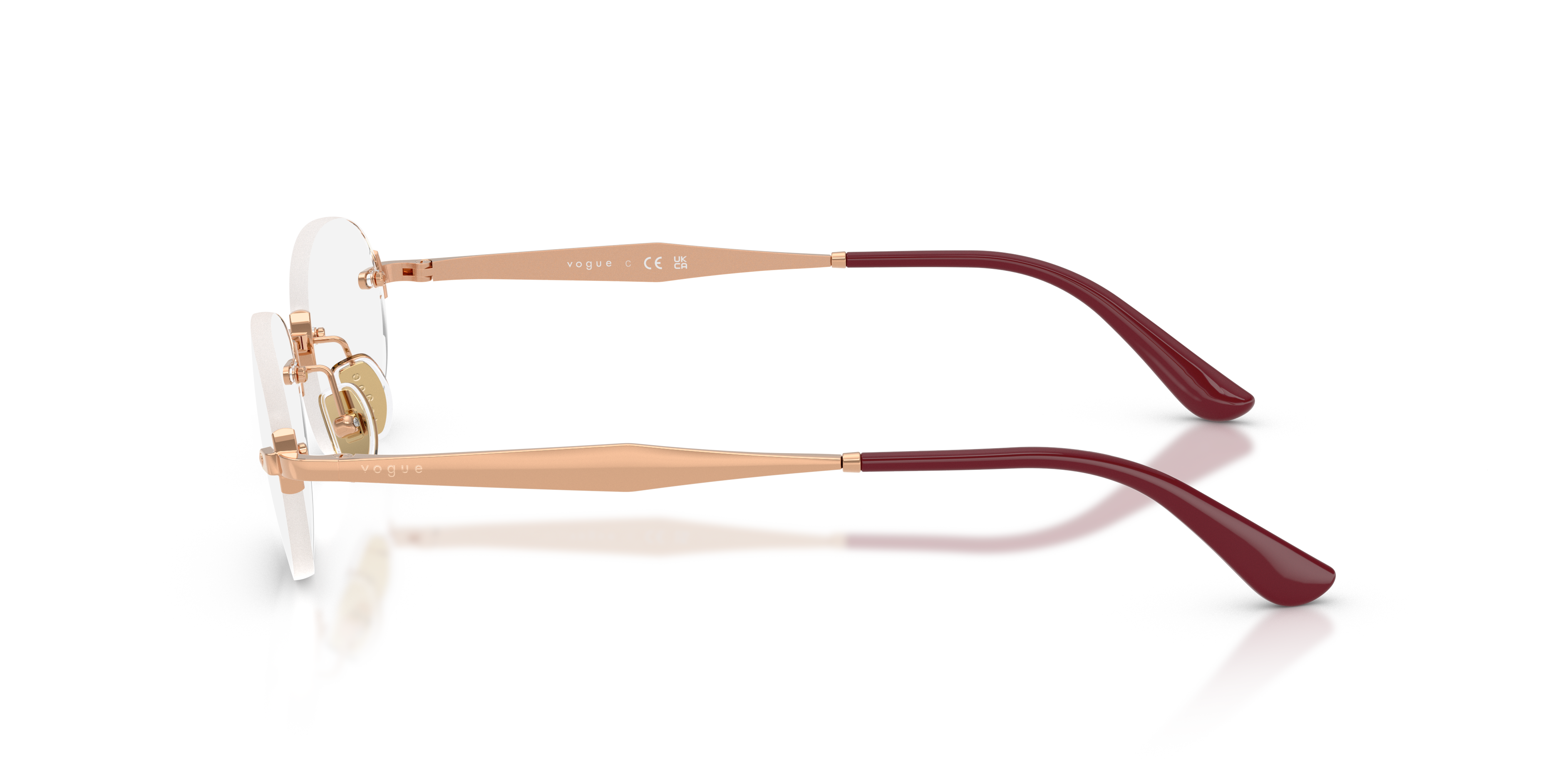 VO4343 Rotgold MetallEyeglass Frames von B24, Seitenansicht