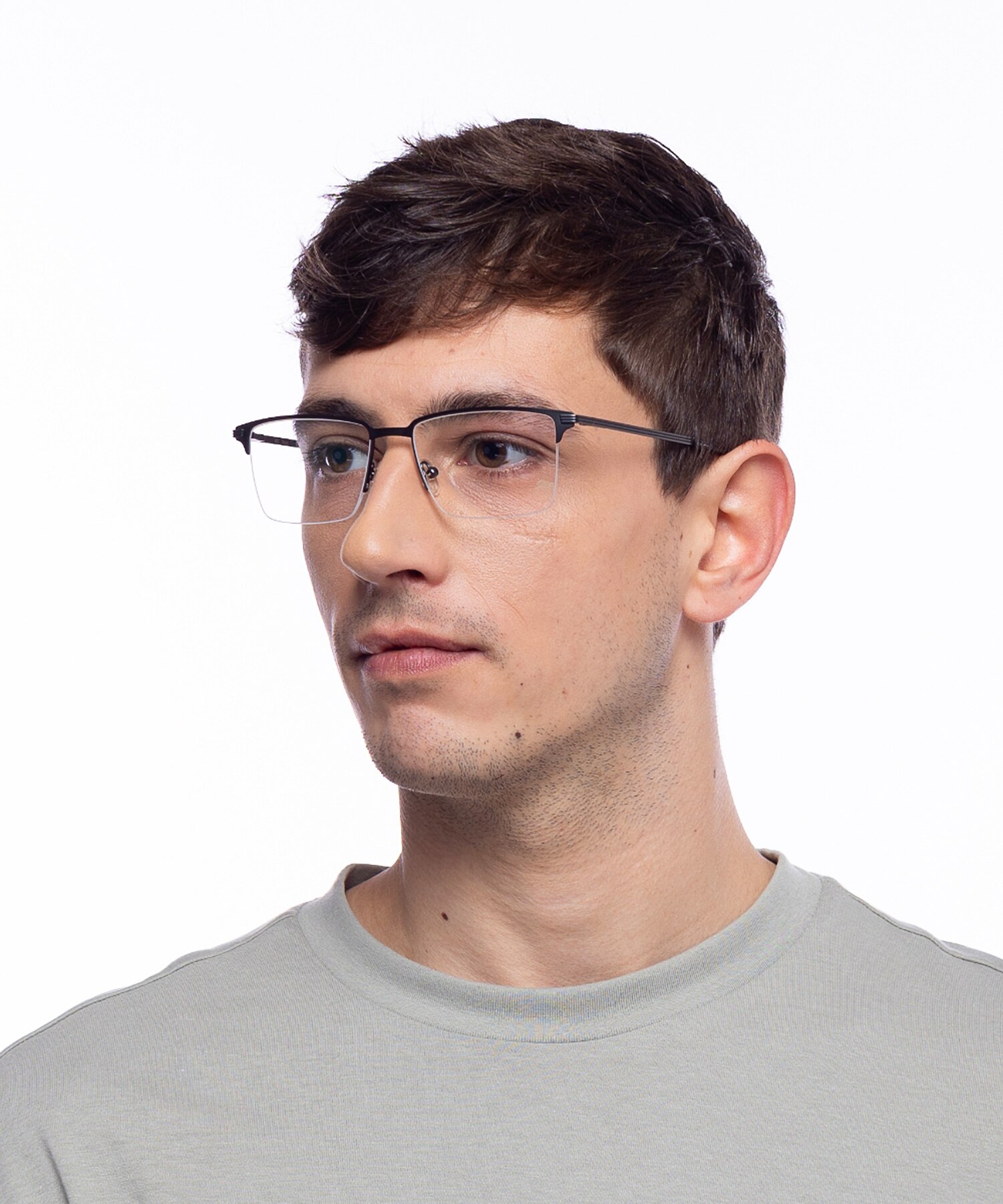 Ross Mat gunmetal  &  zwart MetaalEyeglass Frames voor heren van B24