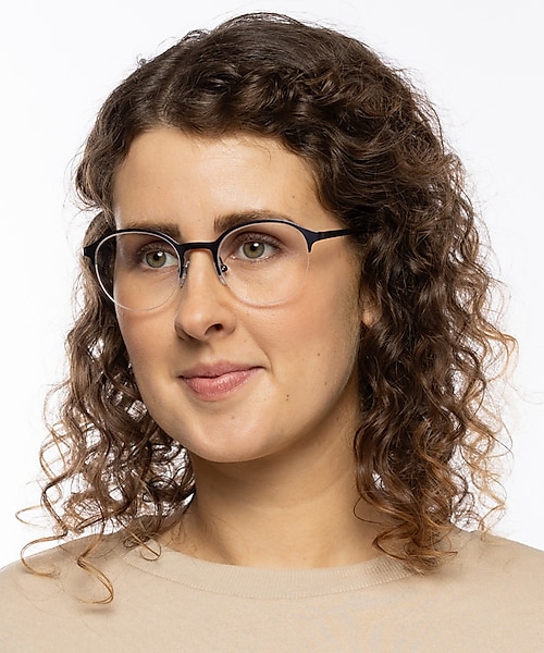 Helsinki Matt Navy Blue MetallEyeglass Frames für Damen von B24