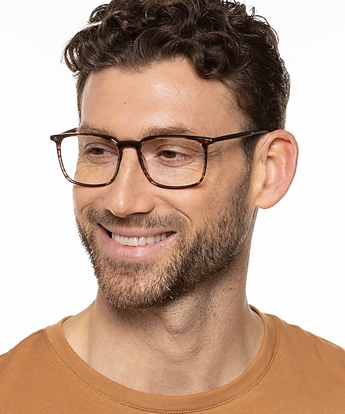 Oakland Tweelaags bruin & kristal AcetaatEyeglass Frames voor heren van B24