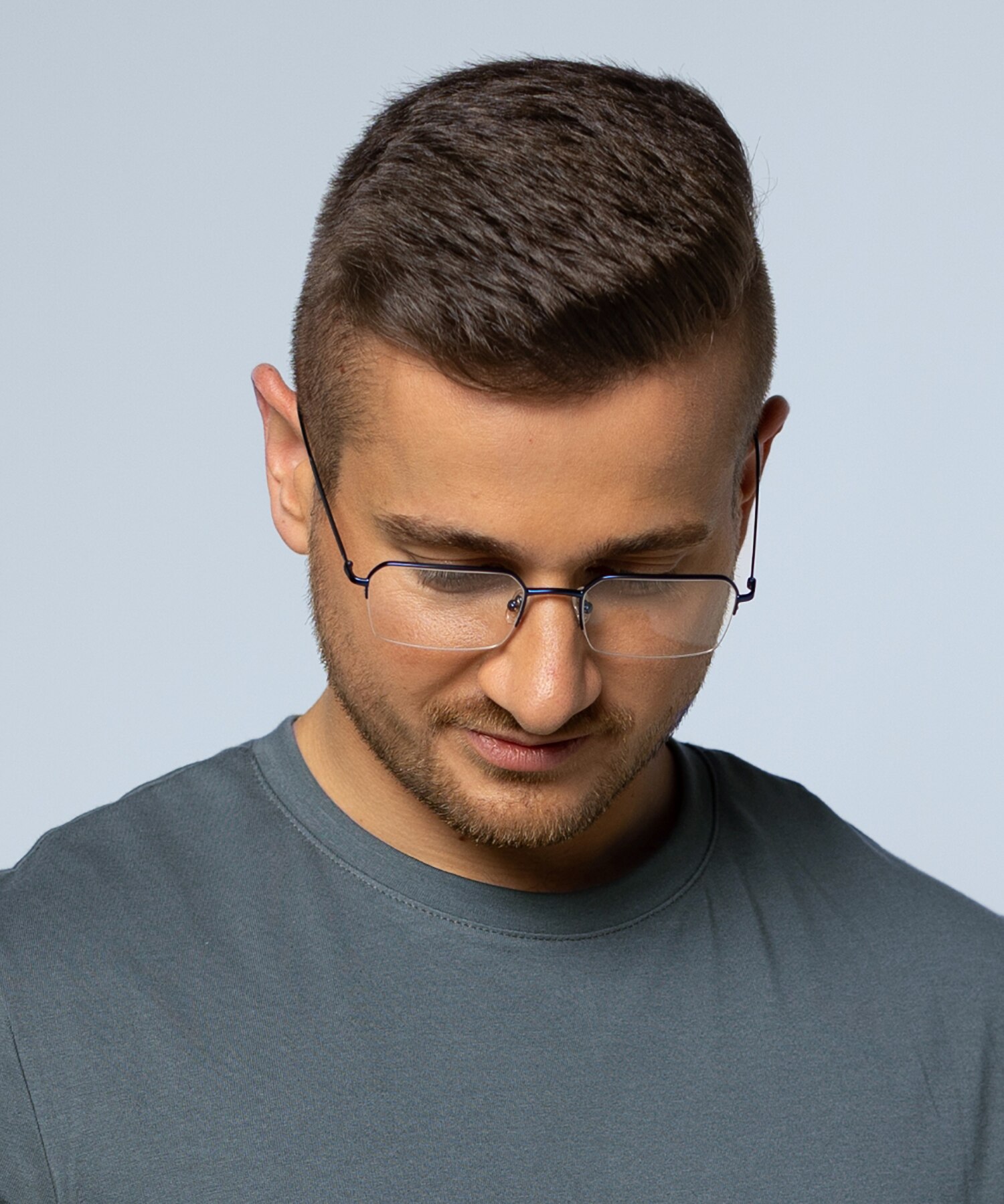 Tommy Matt Dark Blue MetaalEyeglass Frames voor heren van B24