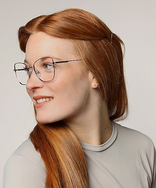 KATE Donkerrood  &  goud  &  donker Havana MetaalEyeglass Frames voor dames van B24