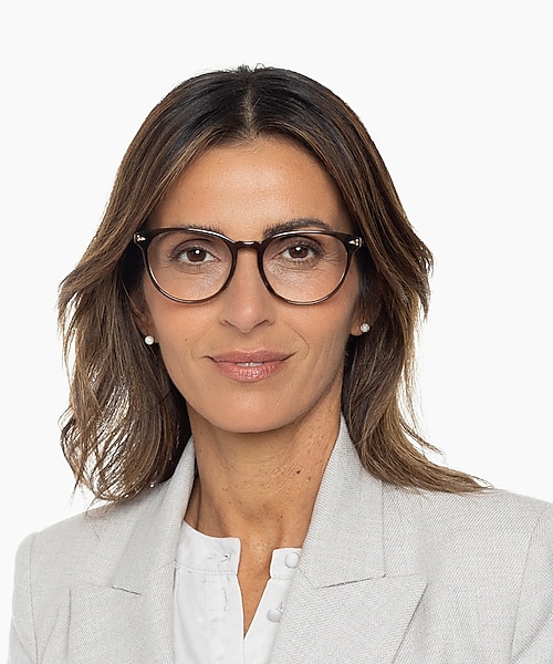 London Crystal Khaki & Yellow Tip AcetatEyeglass Frames für Damen von B24