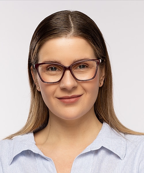 Lisa Burgunder & Gold AcetatEyeglass Frames für Damen von B24