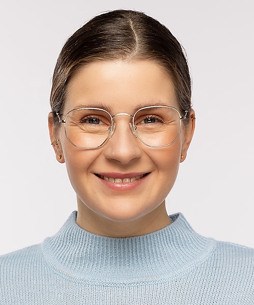 Rosario Silber MetallEyeglass Frames für Damen von B24