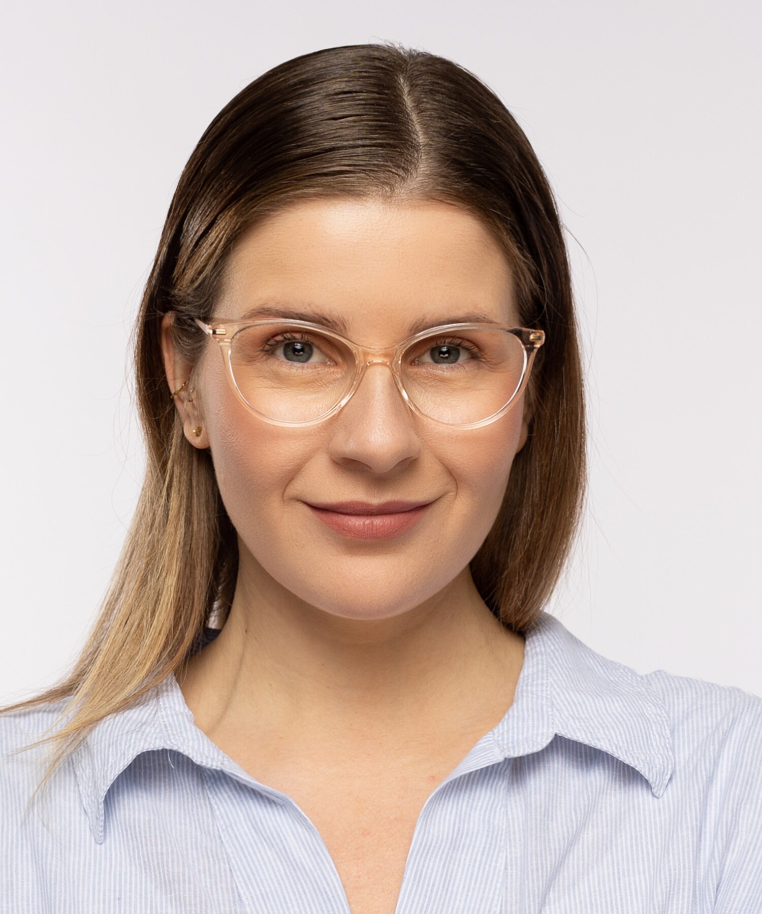 Lauren Kristal nude  &  satijn goud AcetaatEyeglass Frames voor dames van B24