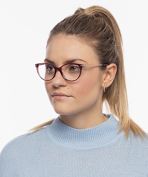 Lauren Kristal roze  &  satijn roze goud AcetaatEyeglass Frames voor dames van B24
