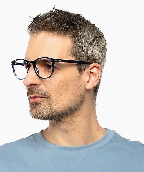 Preston Gevlekt blauw AcetaatEyeglass Frames voor heren van B24