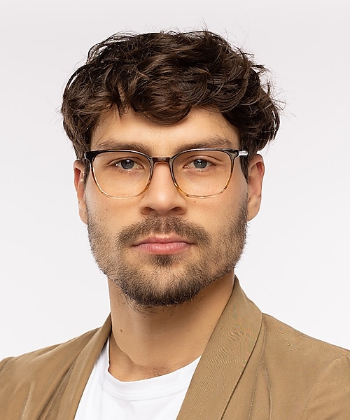 Hawkins Gradient Brown Horn & Brown AcetatEyeglass Frames für Herren von B24