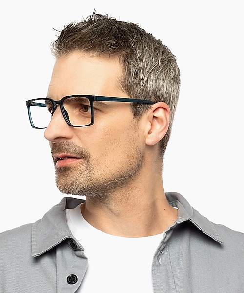 Lincoln Mat Havana blauw  &  matblauw KunststofEyeglass Frames voor heren van B24