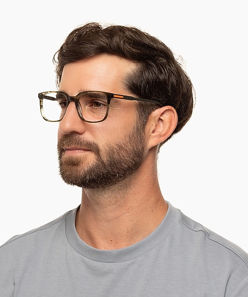 Phoenix Khaki Horn AcetaatEyeglass Frames voor heren van B24