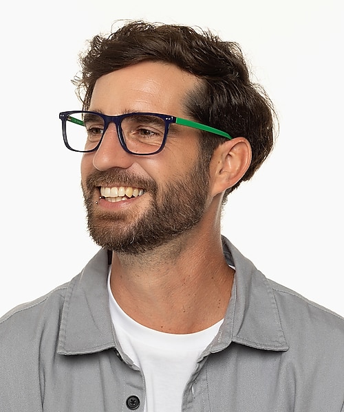 CHICAGO Blauw & groen AcetaatEyeglass Frames voor heren van B24