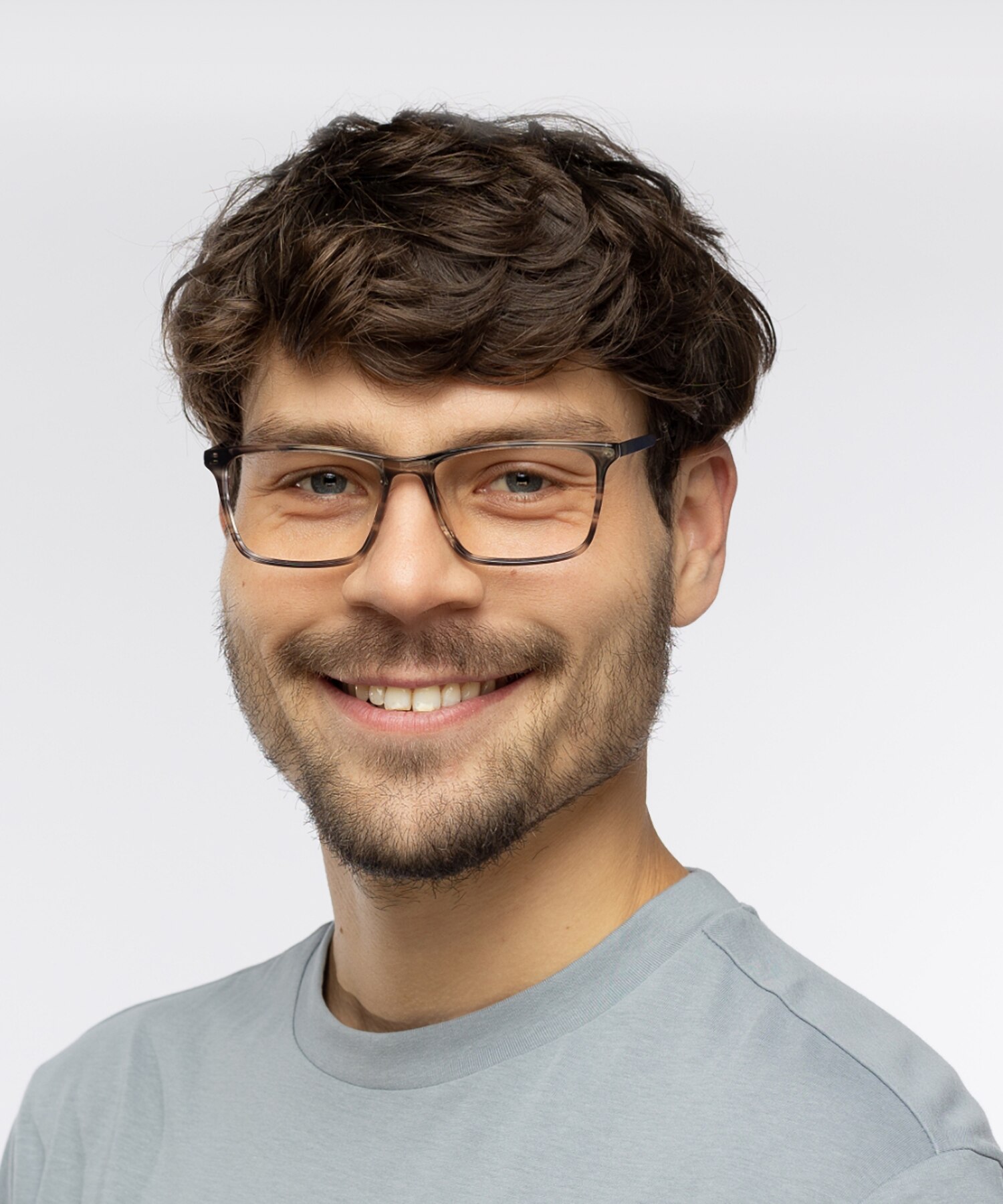 Aaron Grijs hoorn  &  mat gunmetal AcetaatEyeglass Frames voor heren van B24