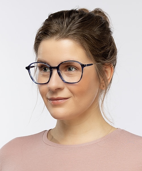 Brenda Blauw hoorn & matzilver AcetaatEyeglass Frames voor dames van B24